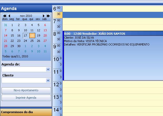 Compromissos por Dia